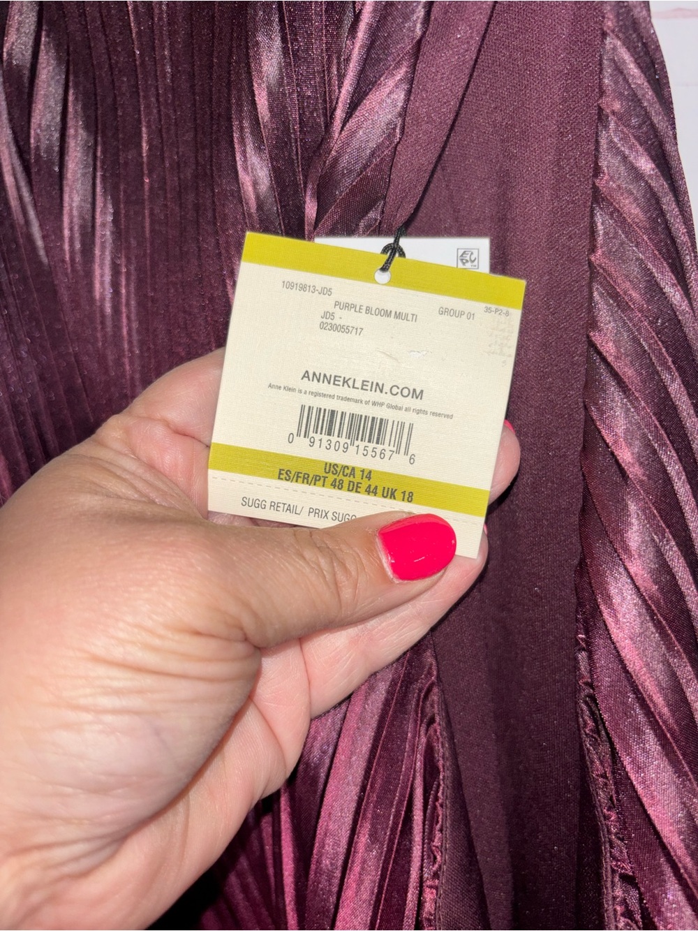 Anne Klein Pleated Tie Neck Midi Dress NWT - Picture 7 of 7